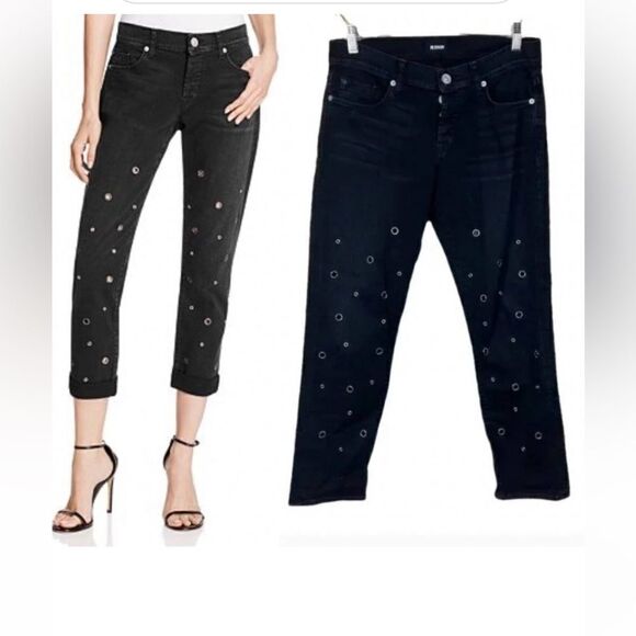 HUDSON New Grommet Jewel Perforated Jeans Black Size 28 - Picture 1 of 12